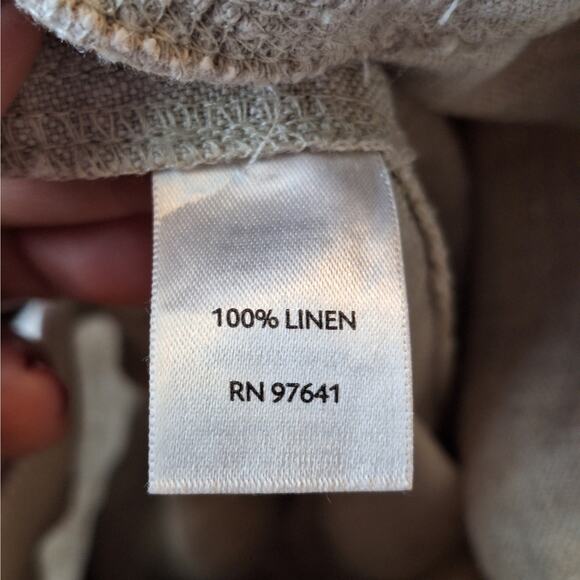 J. Jill Women 16 Light Beige Flat Front 100% Linen Cropped Pants - Picture 4 of 6